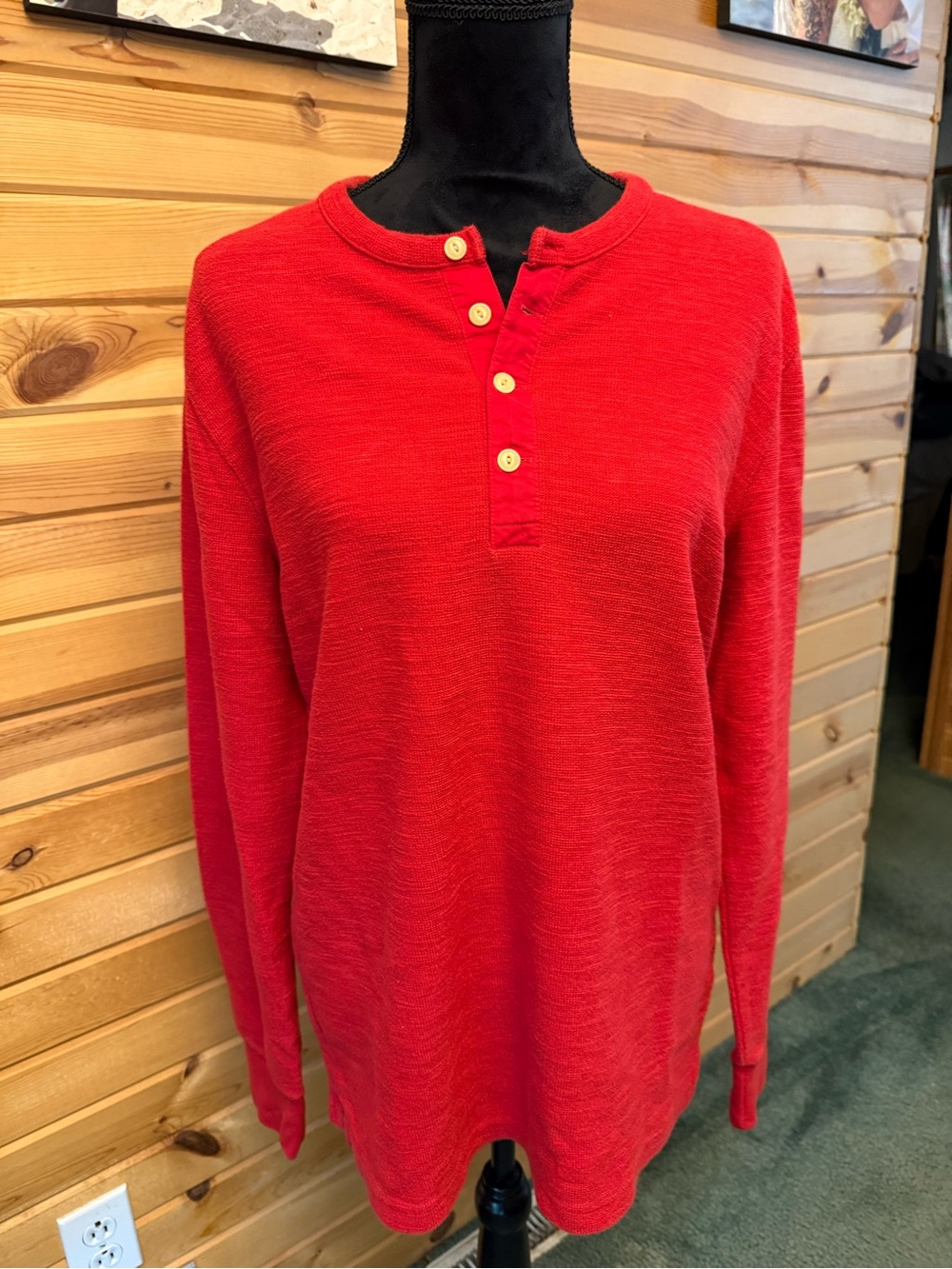Goodfellow & Co Bright Red Long-Sleeve Henley Top